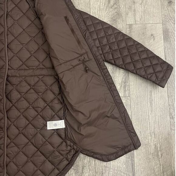 Athleta Whisper Featherless Parka Brown Quilted Hooded Puffer - Picture 4 of 10
